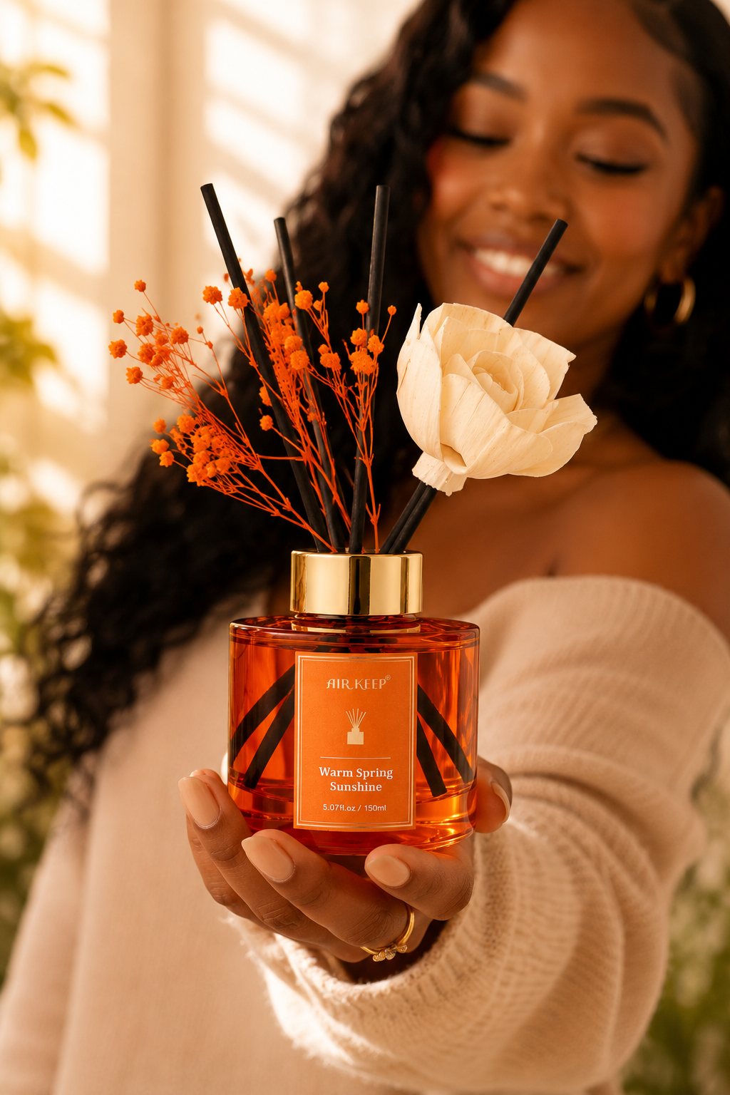 Airkeep Flower Reed Diffuser Set | Freesia, Passion Fruit & Orange | 5 oz
