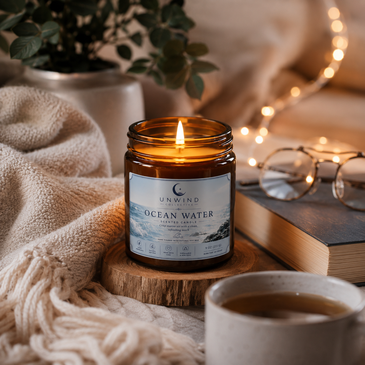 Ocean Water Soy Candle – 9 oz | Fresh Coastal Scent