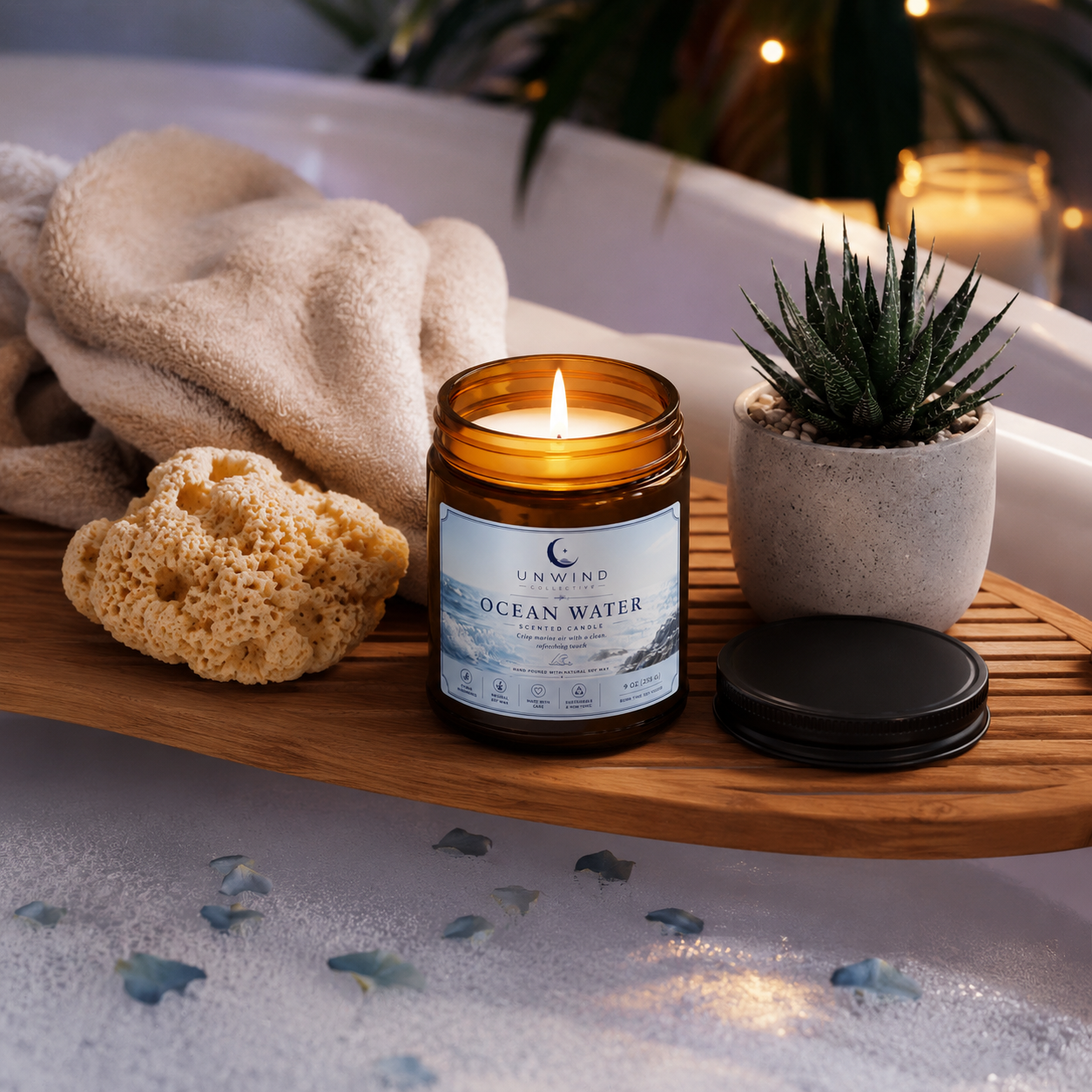 Ocean Water Soy Candle – 9 oz | Fresh Coastal Scent