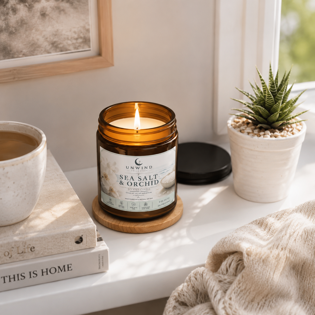 Sea Salt & Orchid Candle | Coastal Floral Scent – 9 oz