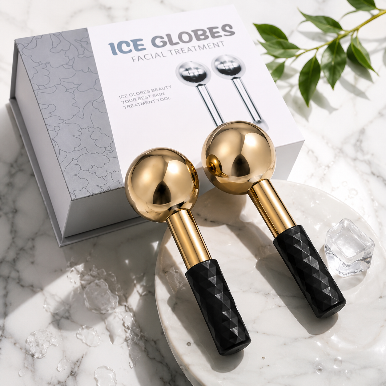 GlowSphere Facial Ice Globes — Cryotherapy Cooling Massager for Face, Eyes & Neck