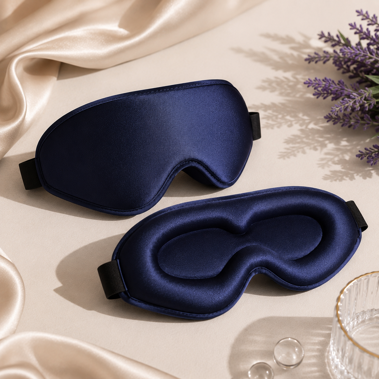 FlyCoco 3D Contoured Blackout Sleep Mask | Zero Eye Pressure | Memory Foam