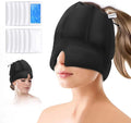 Migraine Ice Head Pack - Headache Relief Cap with Cold Compress Cooling Gel Cap for Sinus Relief Facial Cold Compress Head Cover for Tension Stress and Hangover Relief(Black)