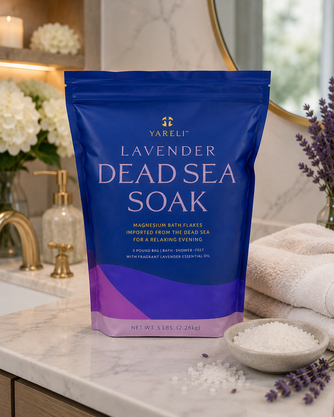 Lavender Magnesium Bath Flakes 5lbs | Dead Sea Soak