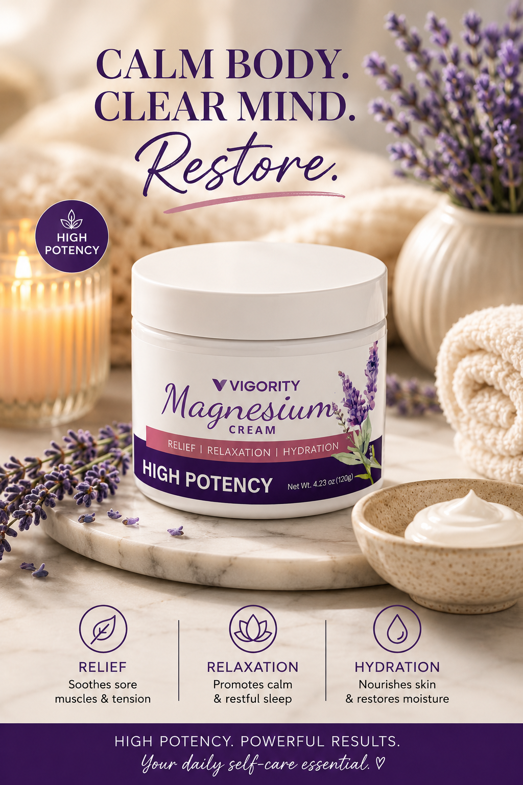 Lavender Magnesium Cream — Leg Cramp Relief