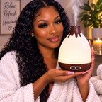 Ultrasonic Essential Oil Diffuser | 300ml Quiet Wood Grain Aromatherapy Diffuser with LED