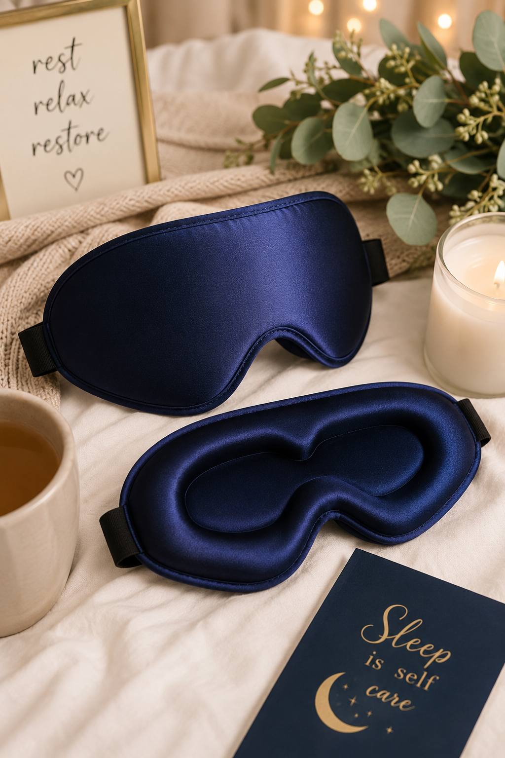 FlyCoco 3D Contoured Blackout Sleep Mask | Zero Eye Pressure | Memory Foam