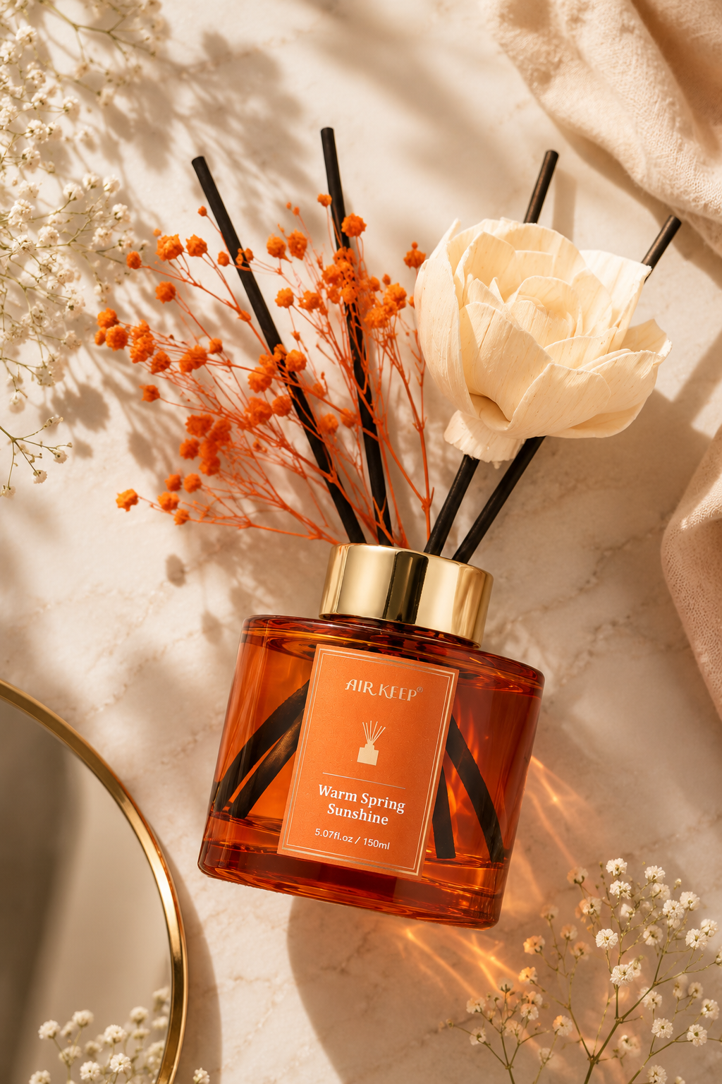 Airkeep Flower Reed Diffuser Set | Freesia, Passion Fruit & Orange | 5 oz