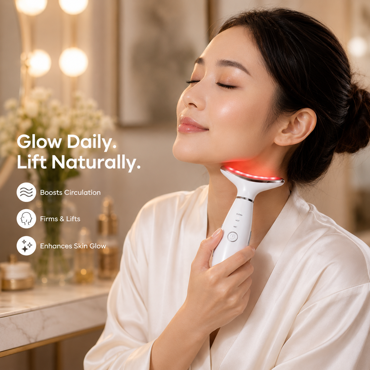 GlowBelle 3-in-1 Facial Therapy Massager — EMS Toning, Heat Therapy & Vibration