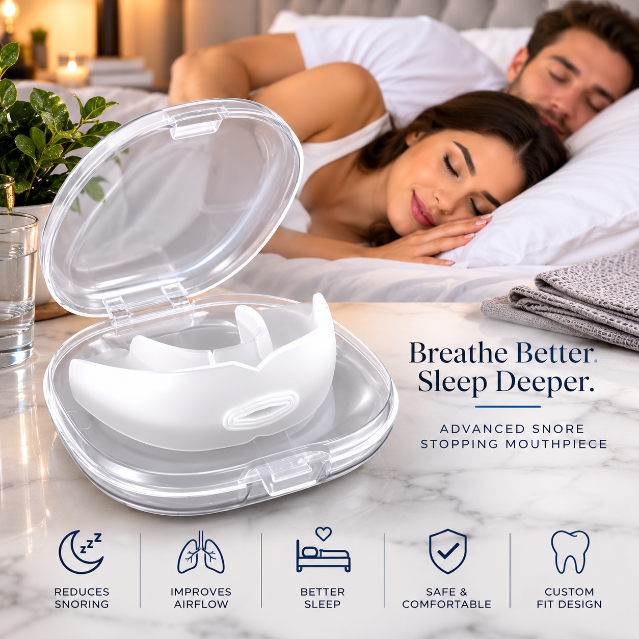 Anti-Snoring Mouthpiece Guard | Jaw Repositioning Sleep Aid