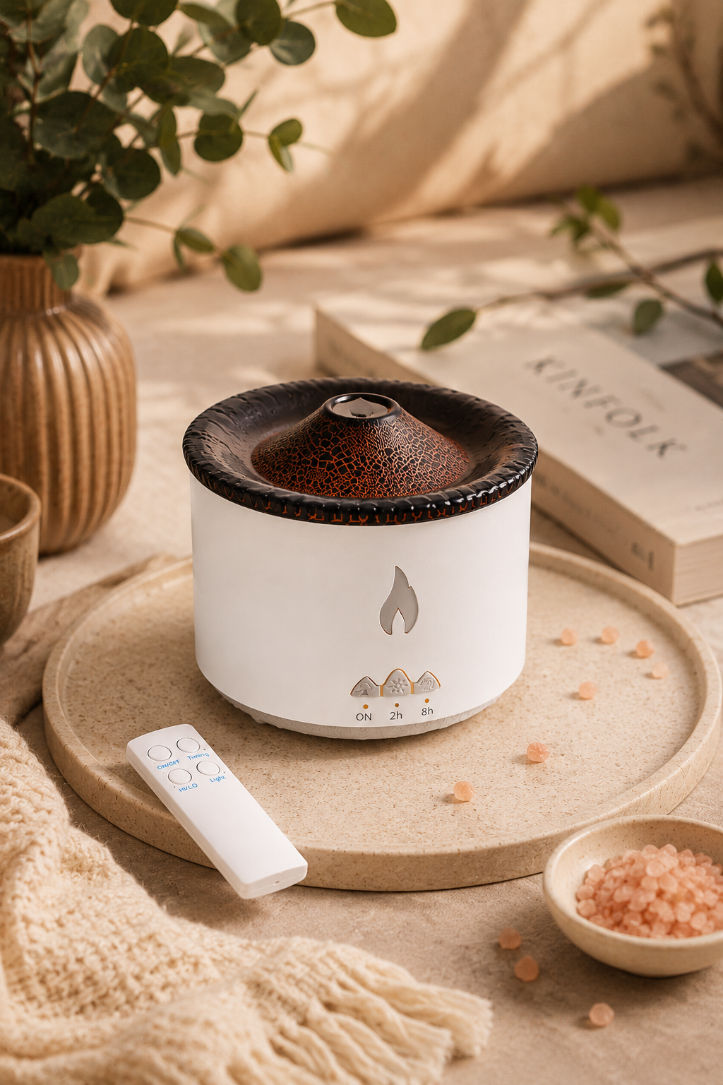 Volcano Flame Aromatherapy Diffuser | 300ml Ultrasonic Humidifier with Remote & Dual LED