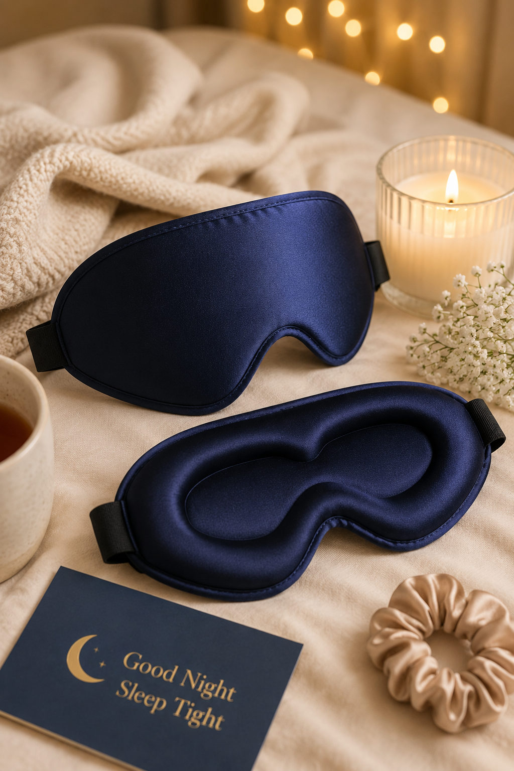 FlyCoco 3D Contoured Blackout Sleep Mask | Zero Eye Pressure | Memory Foam