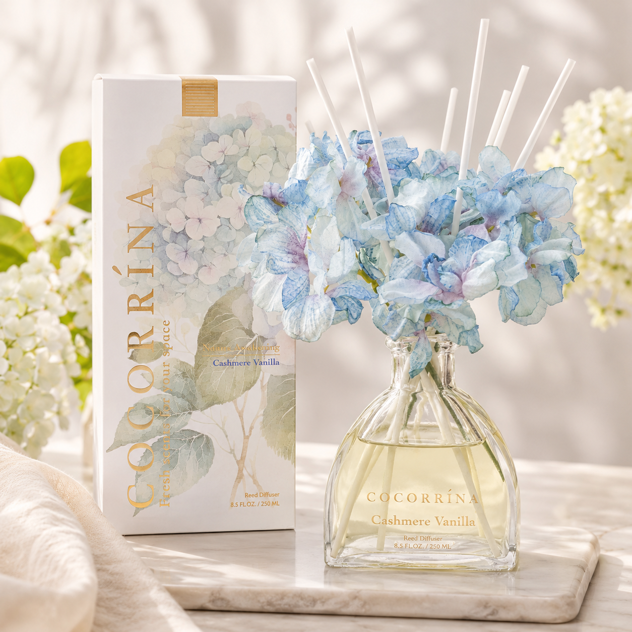 COCORRÍNA Vanilla Cashmere Reed Diffuser | 8.5 oz | Simple Luxe Collection