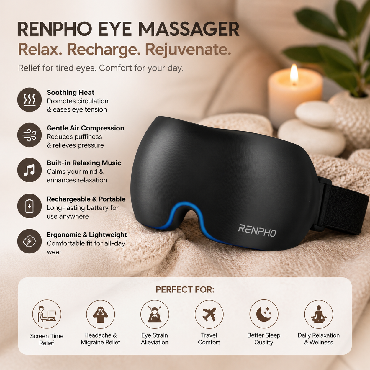 Migraine Relief Hat — 360° Cold & Hot Therapy, Light-Blocking, FSA/HSA Eligible