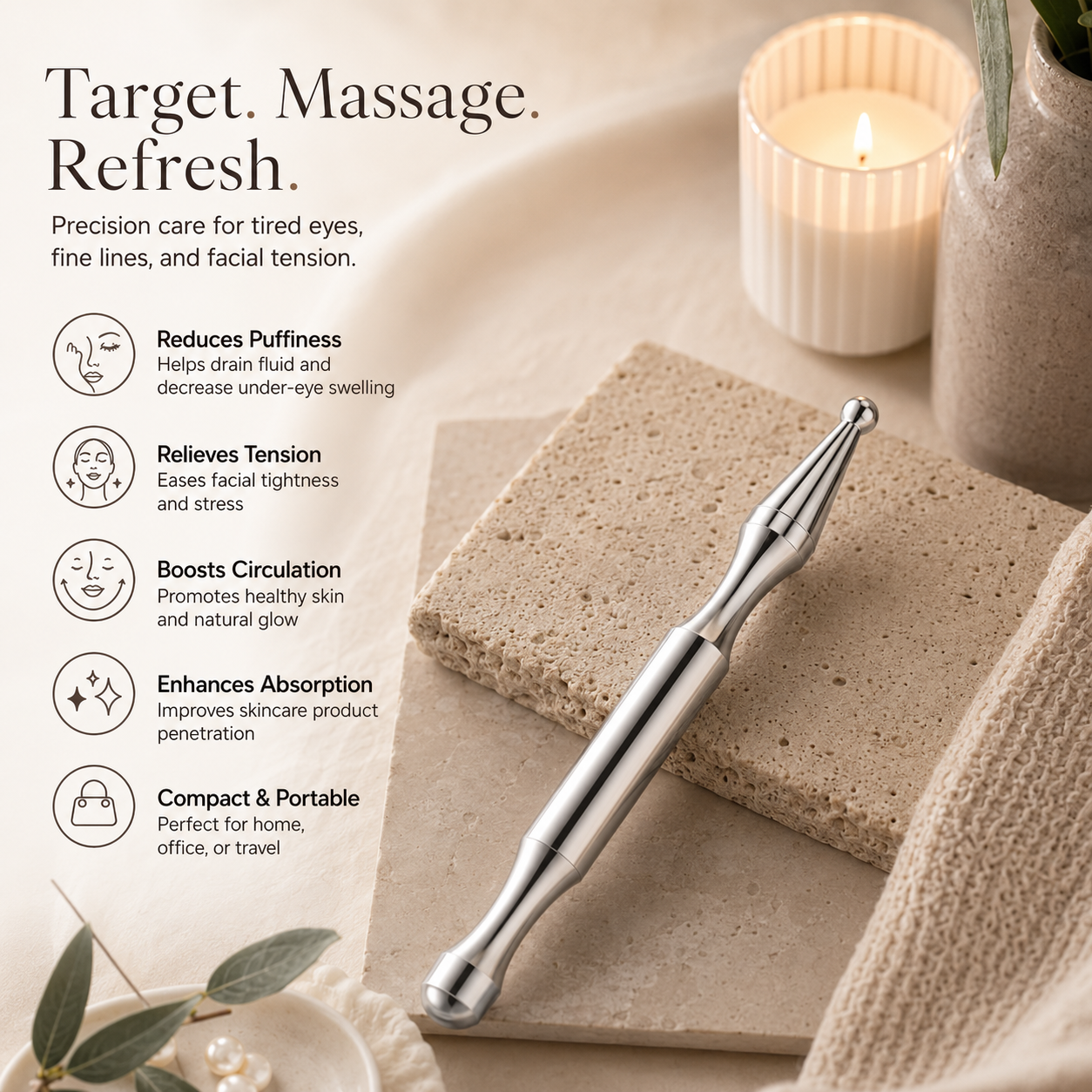 Acupressure Massager for Migraine & Tension Relief — Dual-Head, Drug-Free, Portable