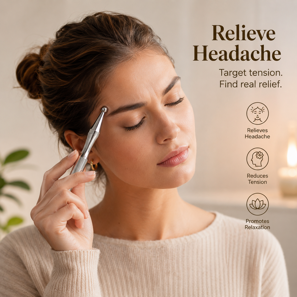 Acupressure Massager for Migraine & Tension Relief — Dual-Head, Drug-Free, Portable
