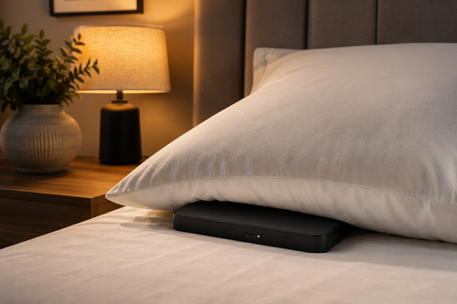 BoneWave Sleep Pillow Speaker — Bluetooth Bone Conduction for Side Sleepers