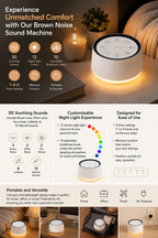 Soothing Sound Machine — 30 Noises & 12-Color Night Light for Deep Sleep