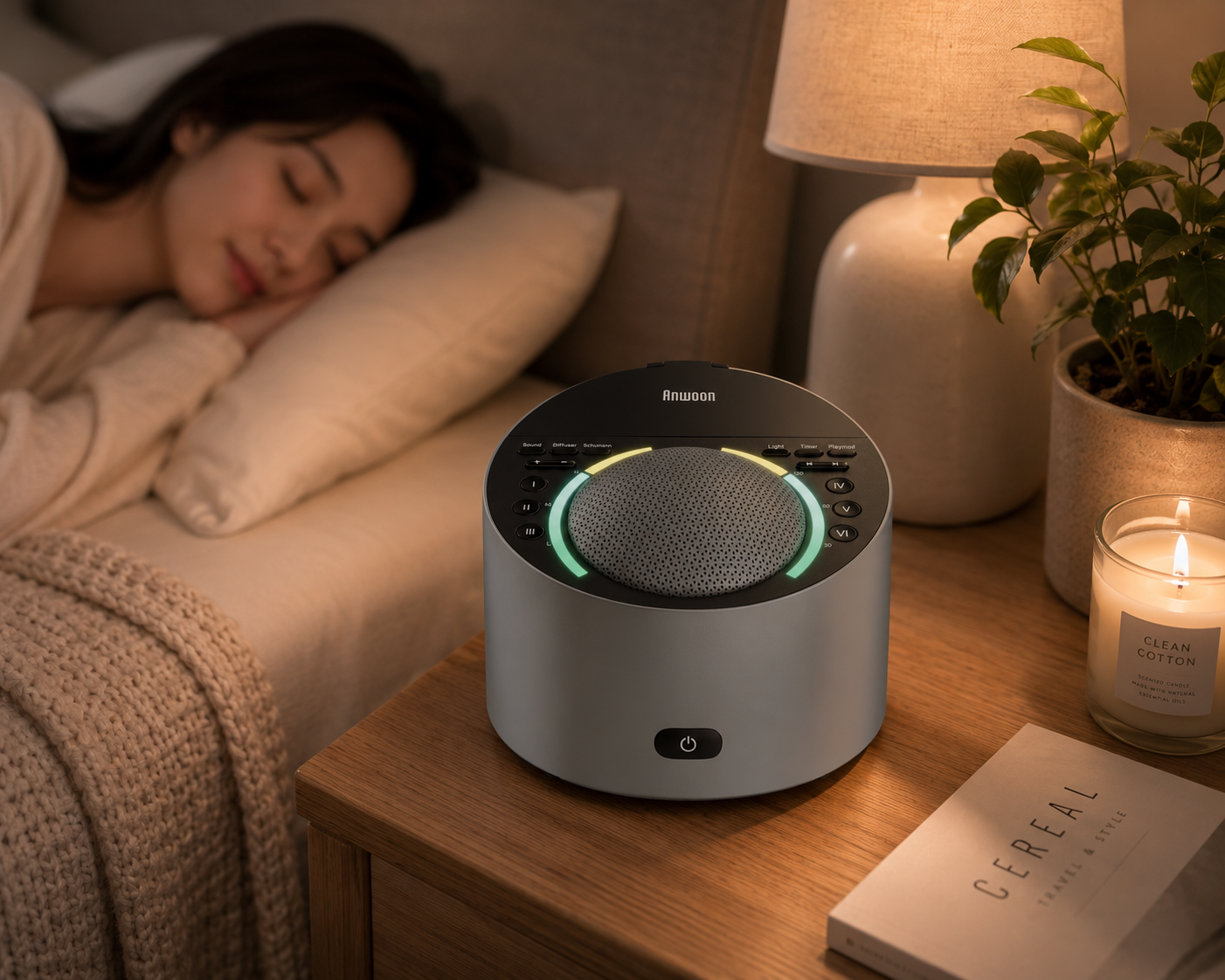 White Noise Sound Machine | 50+ Sleep Sounds, Night Light & Bluetooth — Metal Shell
