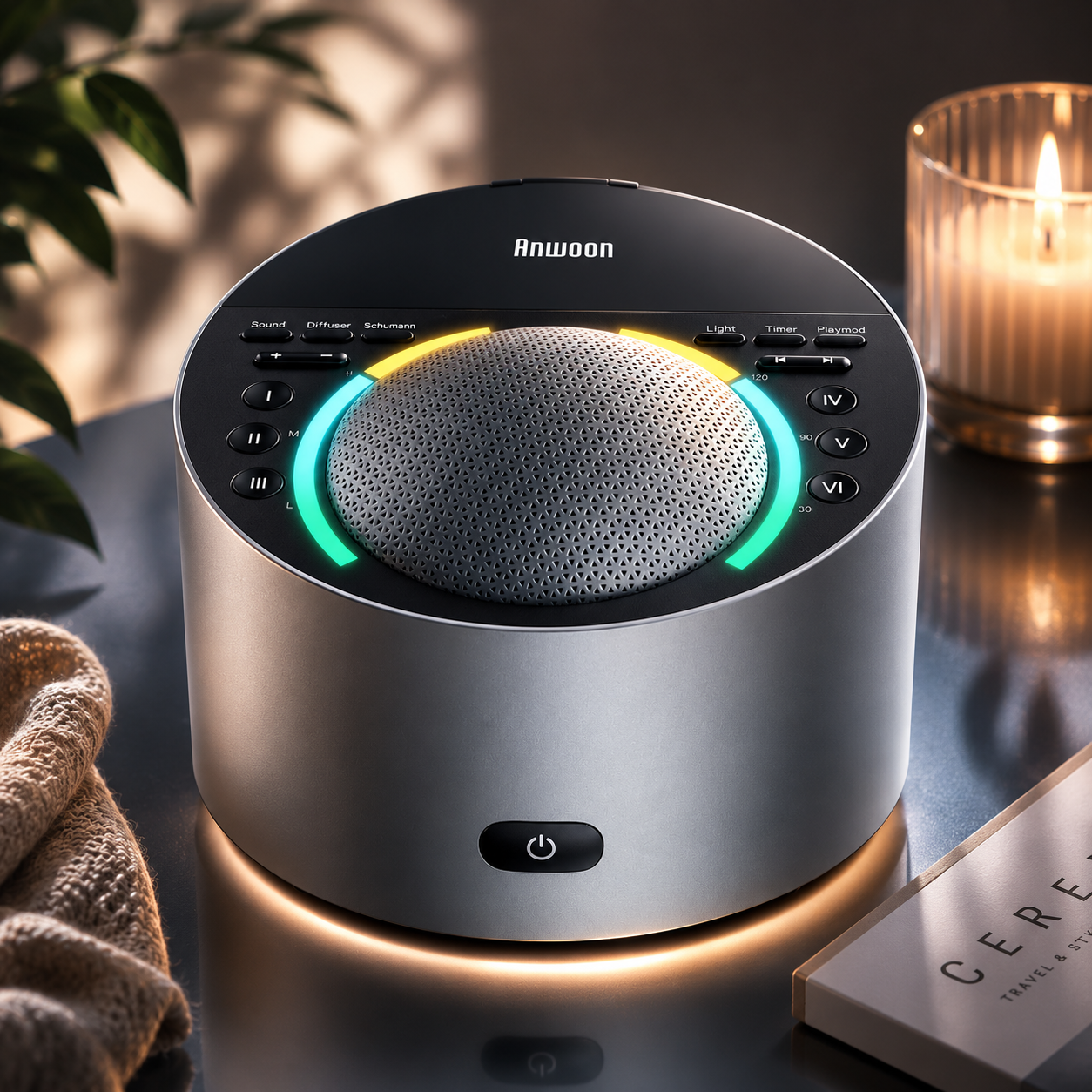 White Noise Sound Machine | 50+ Sleep Sounds, Night Light & Bluetooth — Metal Shell