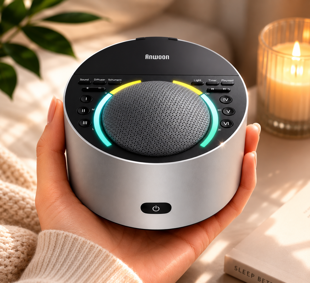 White Noise Sound Machine | 50+ Sleep Sounds, Night Light & Bluetooth — Metal Shell