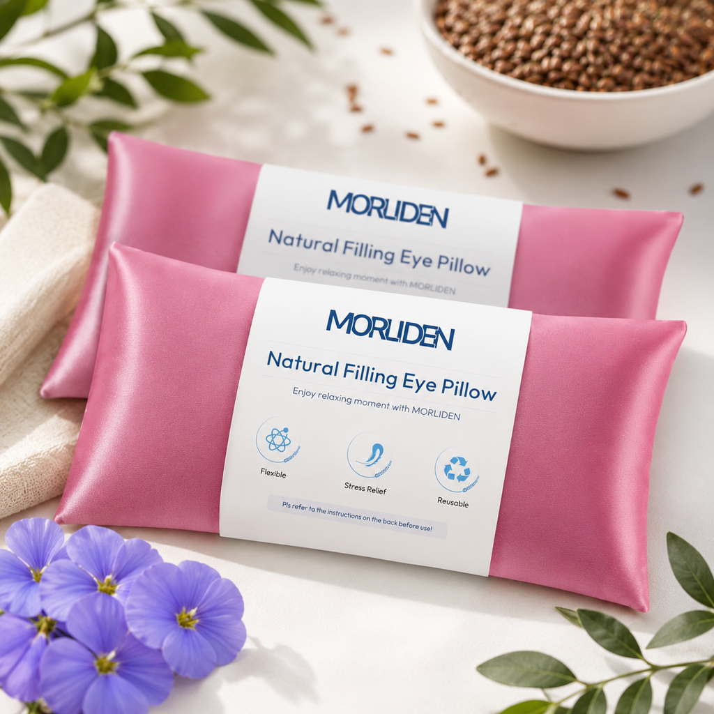 Flaxseed Eye Pillows for Relaxation — Hot & Cold Therapy, 2-Pack (Pink)