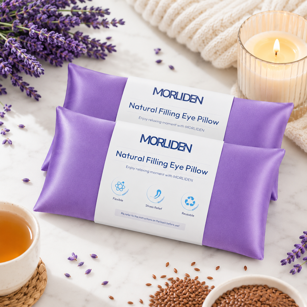 Lavender Eye Pillows for Sleep & Meditation — Flaxseed & Aromatherapy, 2-Pack