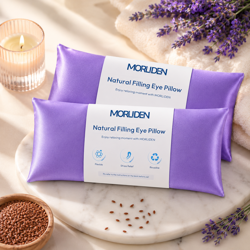 Lavender Eye Pillows for Sleep & Meditation — Flaxseed & Aromatherapy, 2-Pack