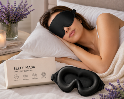 3D Contoured Sleep Mask for Deep Sleep — 99% Blackout, Zero Eye Pressure, Memory Foam