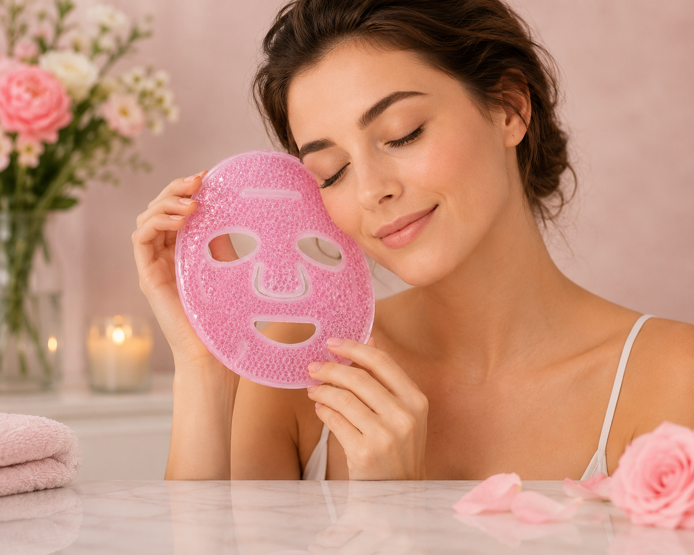 Gel Bead Face Mask for Puffiness & Pain Relief — Hot & Cold Therapy, Reusable