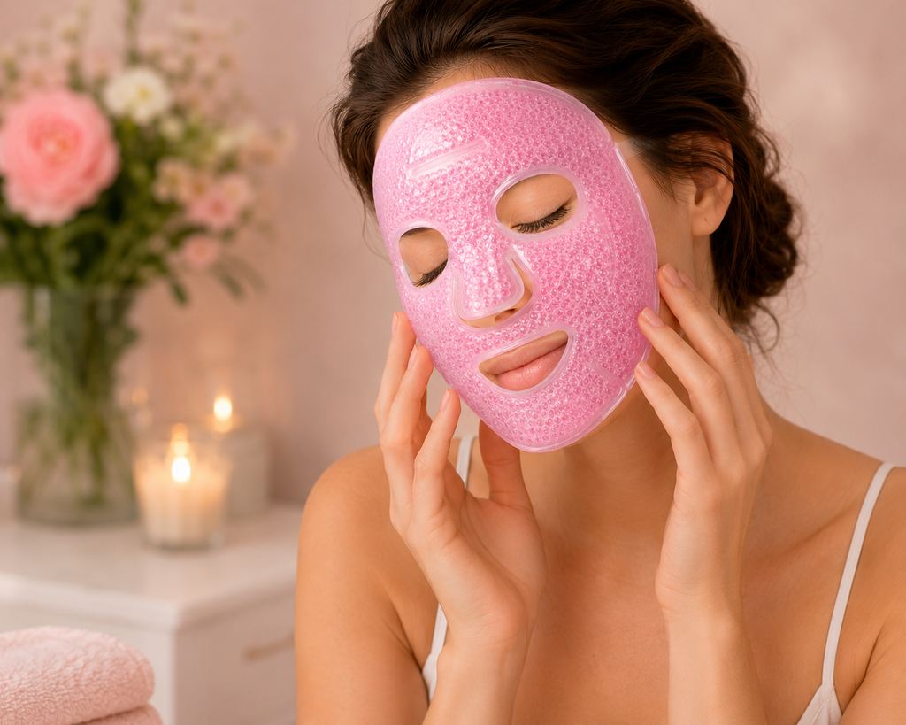 Gel Bead Face Mask for Puffiness & Pain Relief — Hot & Cold Therapy, Reusable