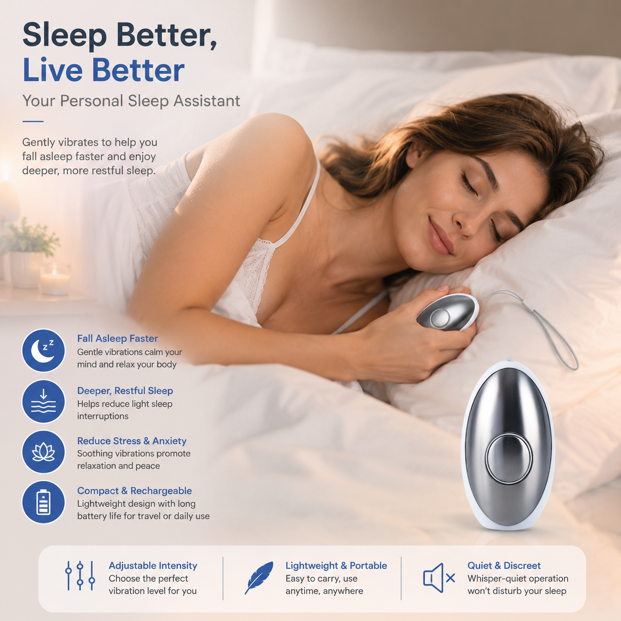 Micro-Current Sleep Aid Device — Dual Mode for Deep Sleep & Daytime Focus