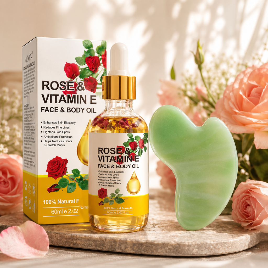Rose & Vitamin E Nourishing Oil with Gua Sha Tool - 2.02 fl.oz