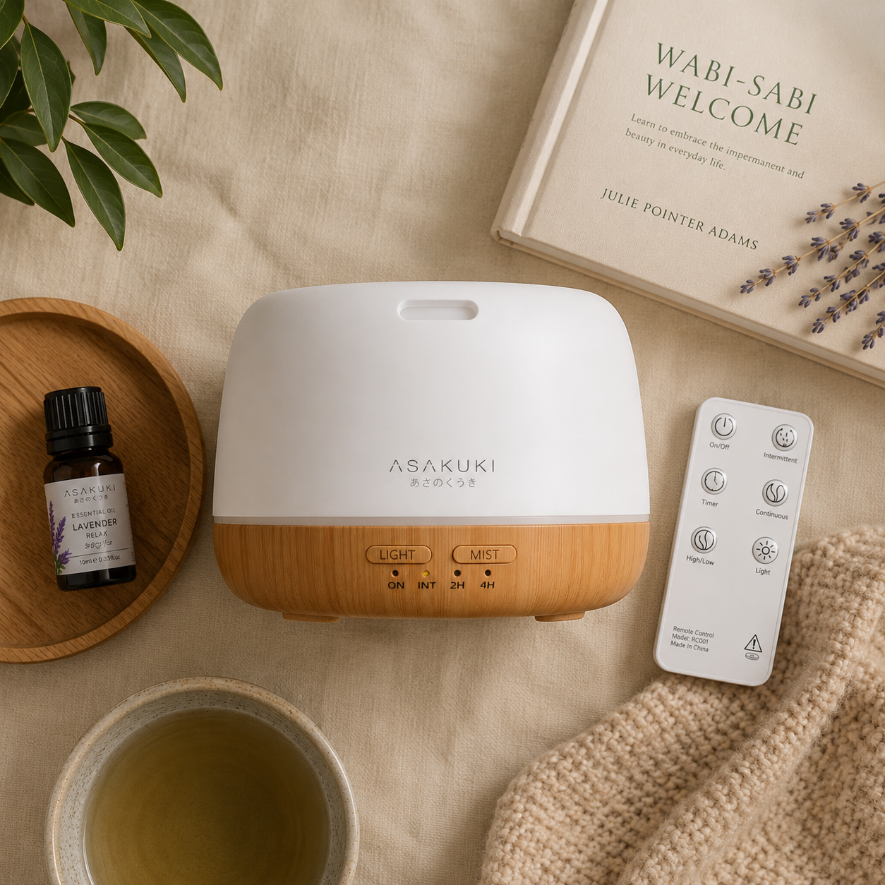 Essential Oil Diffuser with Remote & Color Lights — 300ml, USB-C, Timer, Quiet Ultrasonic