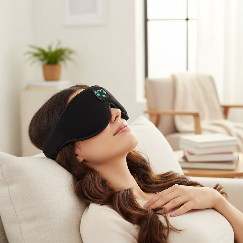 Bluetooth Sleep Mask with Wireless Headphones — Side Sleeper Design, Washable