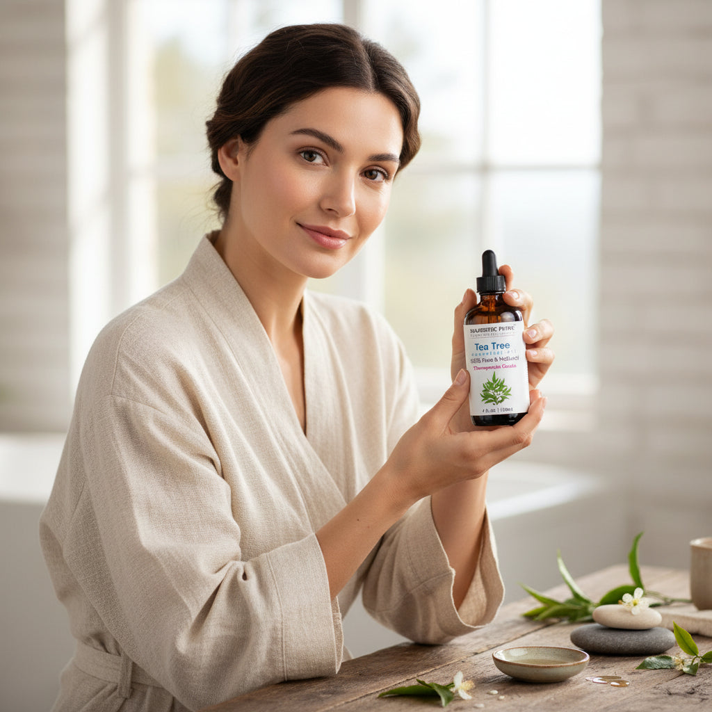 MAJESTIC PURE Tea Tree Essential Oil | 100% Pure and Natural Oil | Therapeutic Grade Essential Oils for Hair Care Home Diffusers Skin Aromatherapy Massage and Humidifiers | 4 Fl Oz