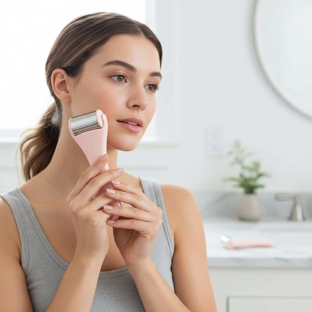 Ice Roller Duo for Face & Eyes — De-Puff, Brighten & Refresh (Pink)