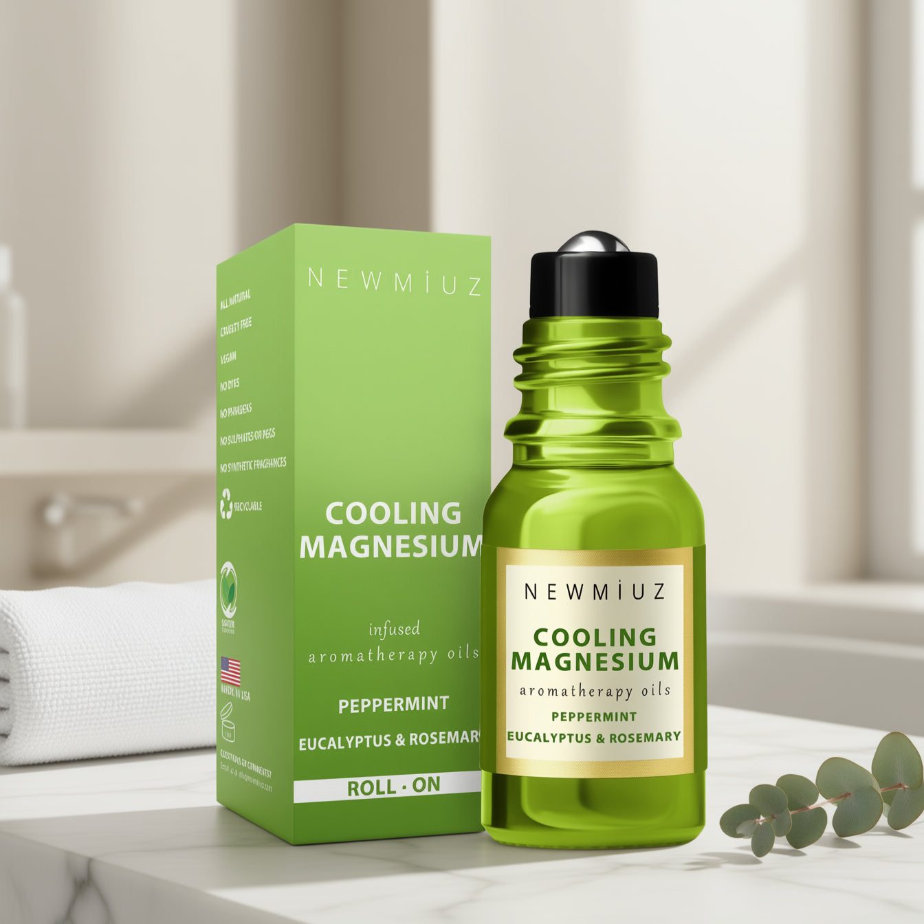 Migraine Relief Magnesium Roller with Peppermint & Eucalyptus