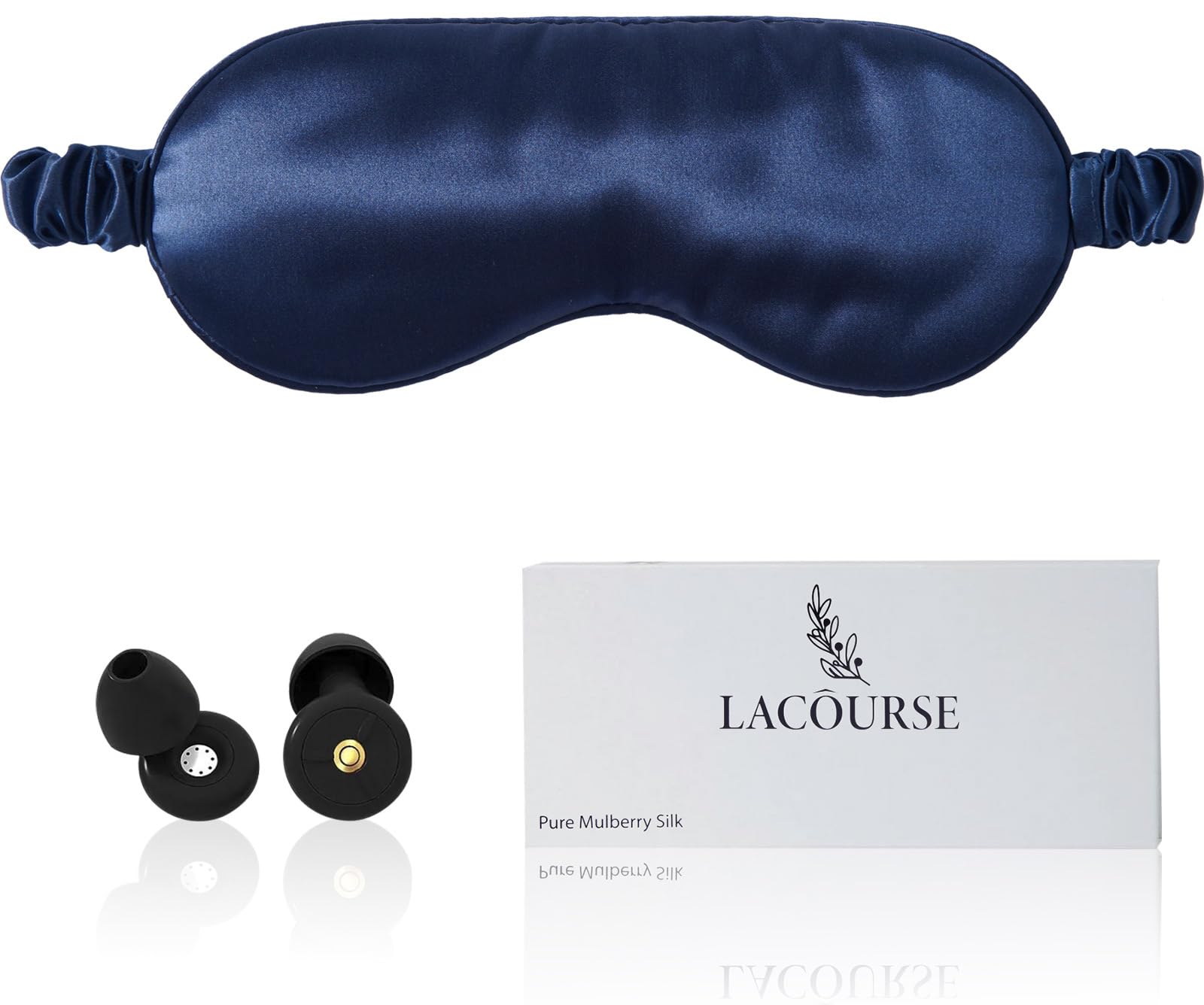 LaCourse Premium 22Momme Mulberry Silk Sleep Mask with Earplugs