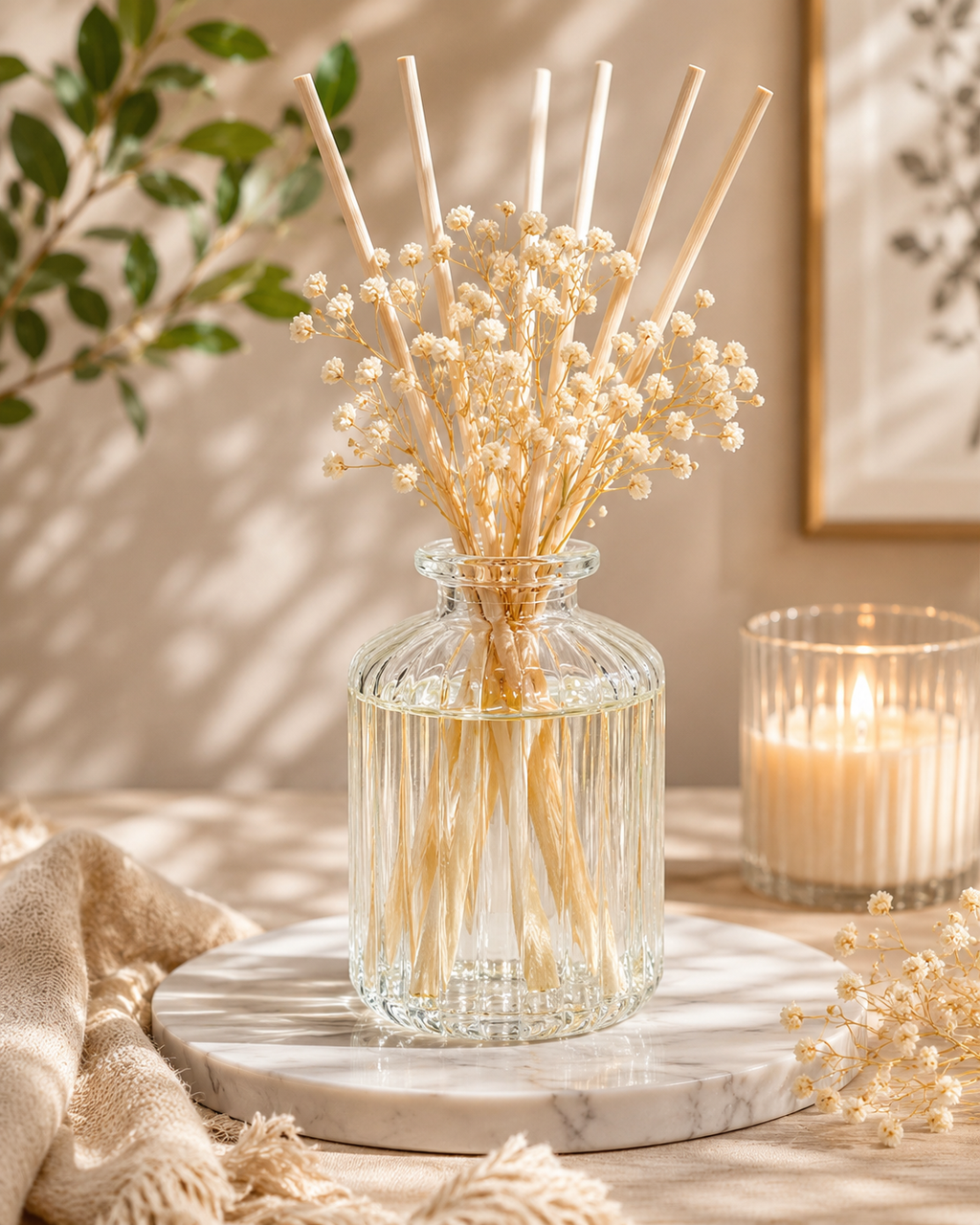 Saffron Ebony Reed Diffuser Set | 90-Day Fragrance with Real Flowers