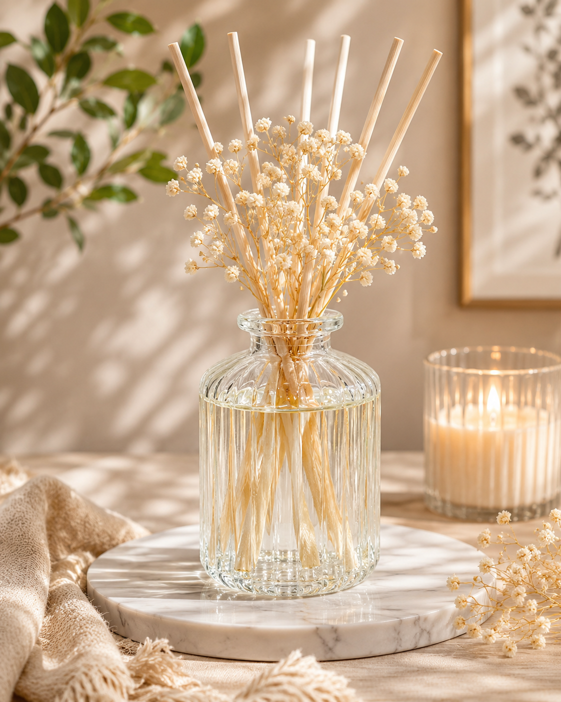 Saffron Ebony Reed Diffuser Set | 90-Day Fragrance with Real Flowers