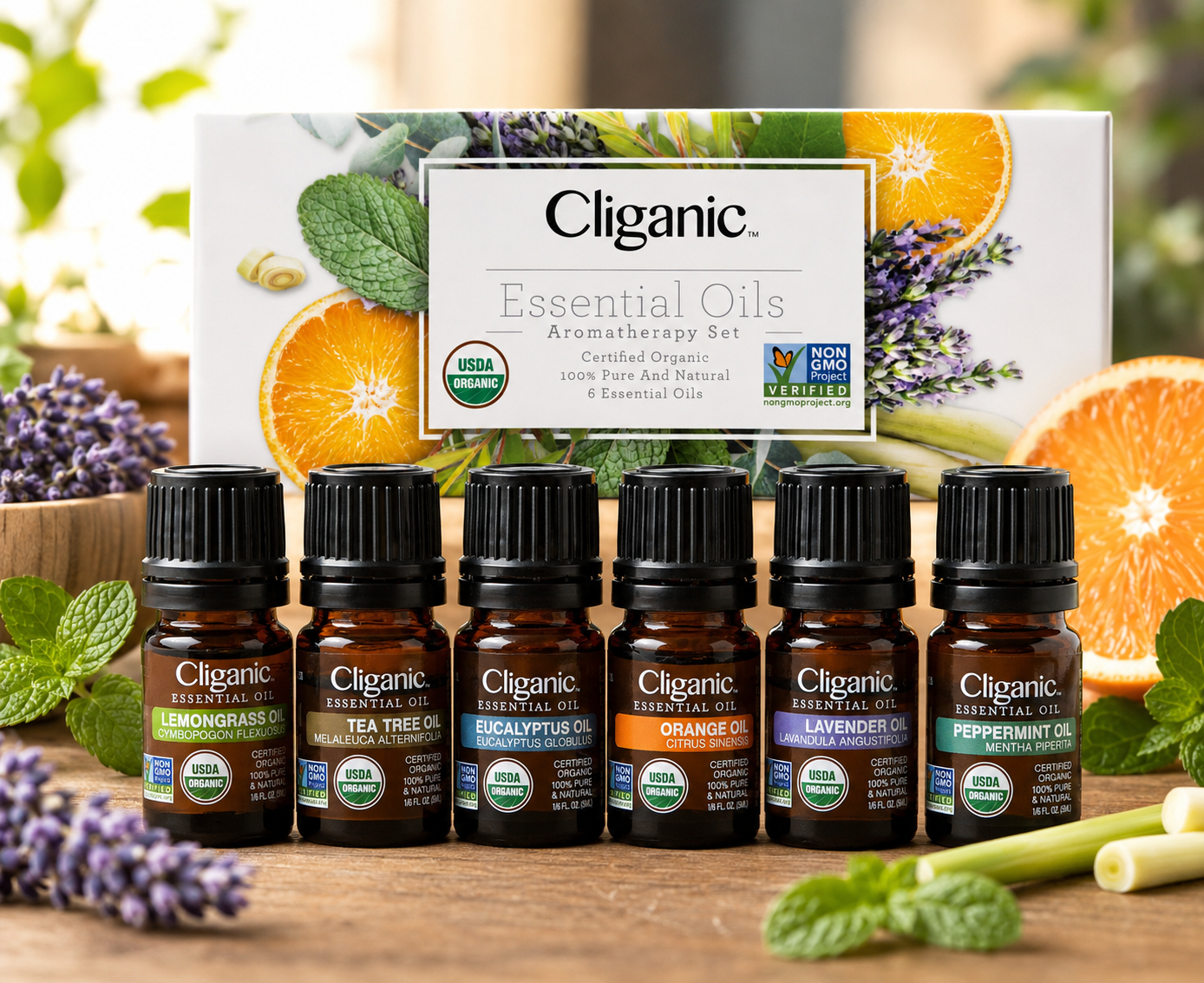 USDA Organic Essential Oils Set | 6 Pure Aromatherapy Oils Gift Collection