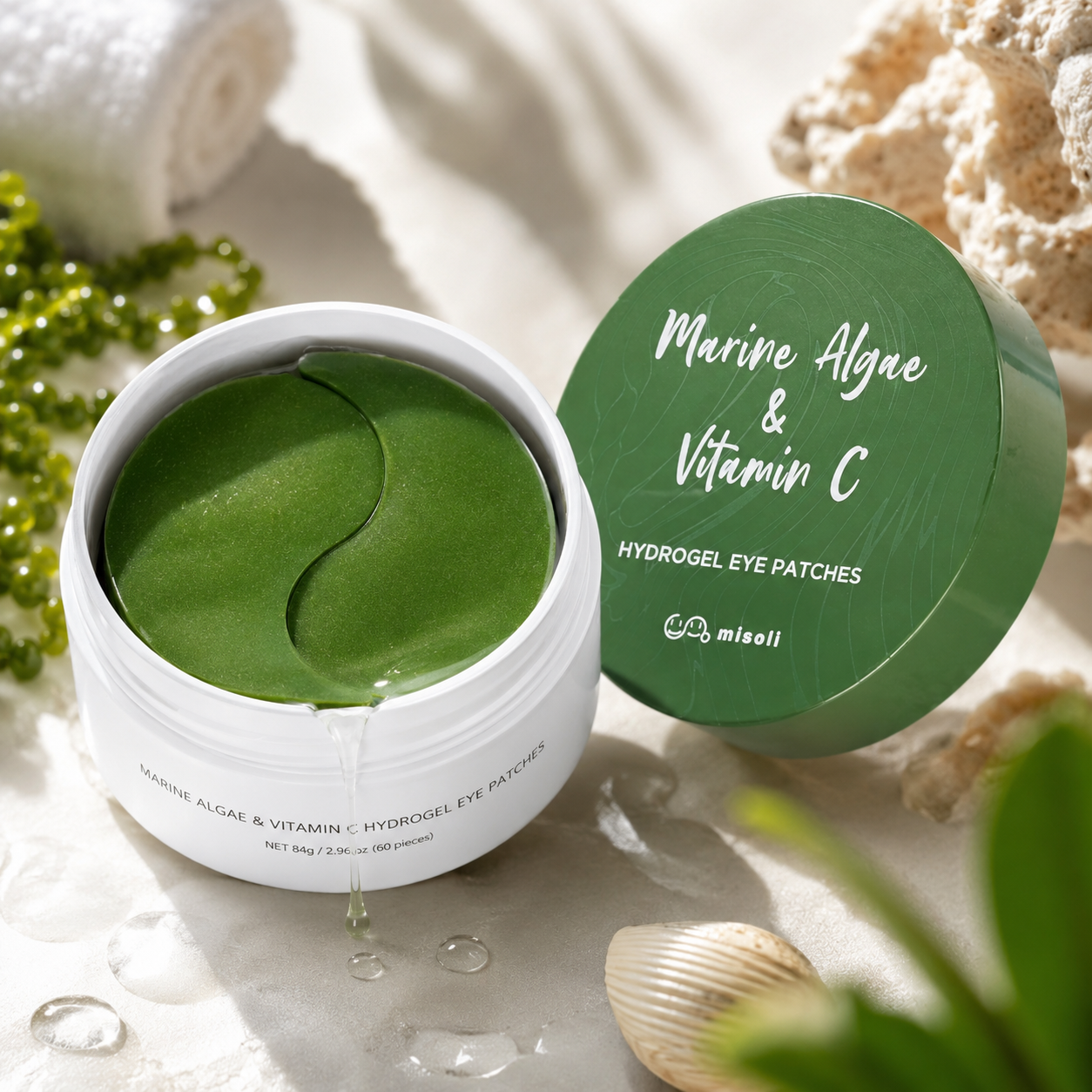 Marine Algae & Vitamin C Hydrogel Eye Patches — Dark Circles, Puffiness & Anti-Aging