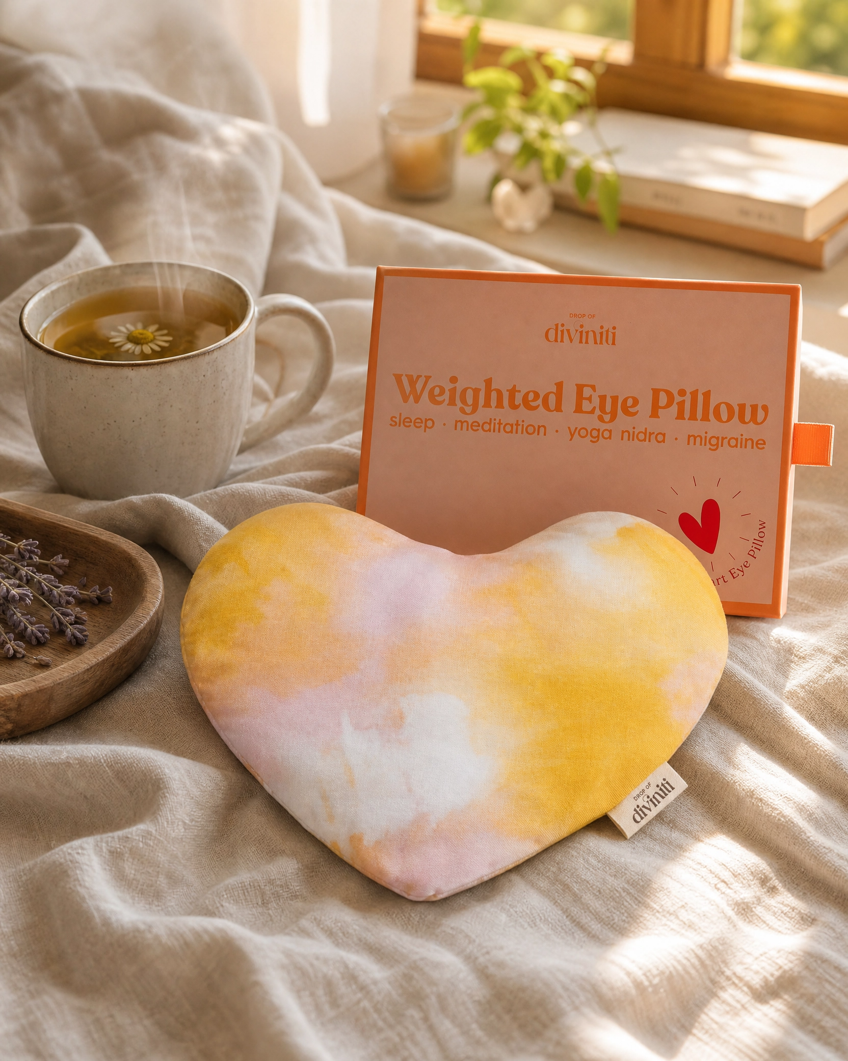 Lavender Weighted Eye Mask — Heart-Shaped, Migraine & Stress Relief, Sleep Aid