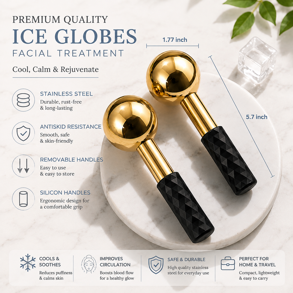 GlowSphere Facial Ice Globes — Cryotherapy Cooling Massager for Face, Eyes & Neck
