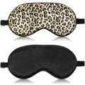 Silk Sleep Mask Duo - Leopard & Black with Adjustable Strap