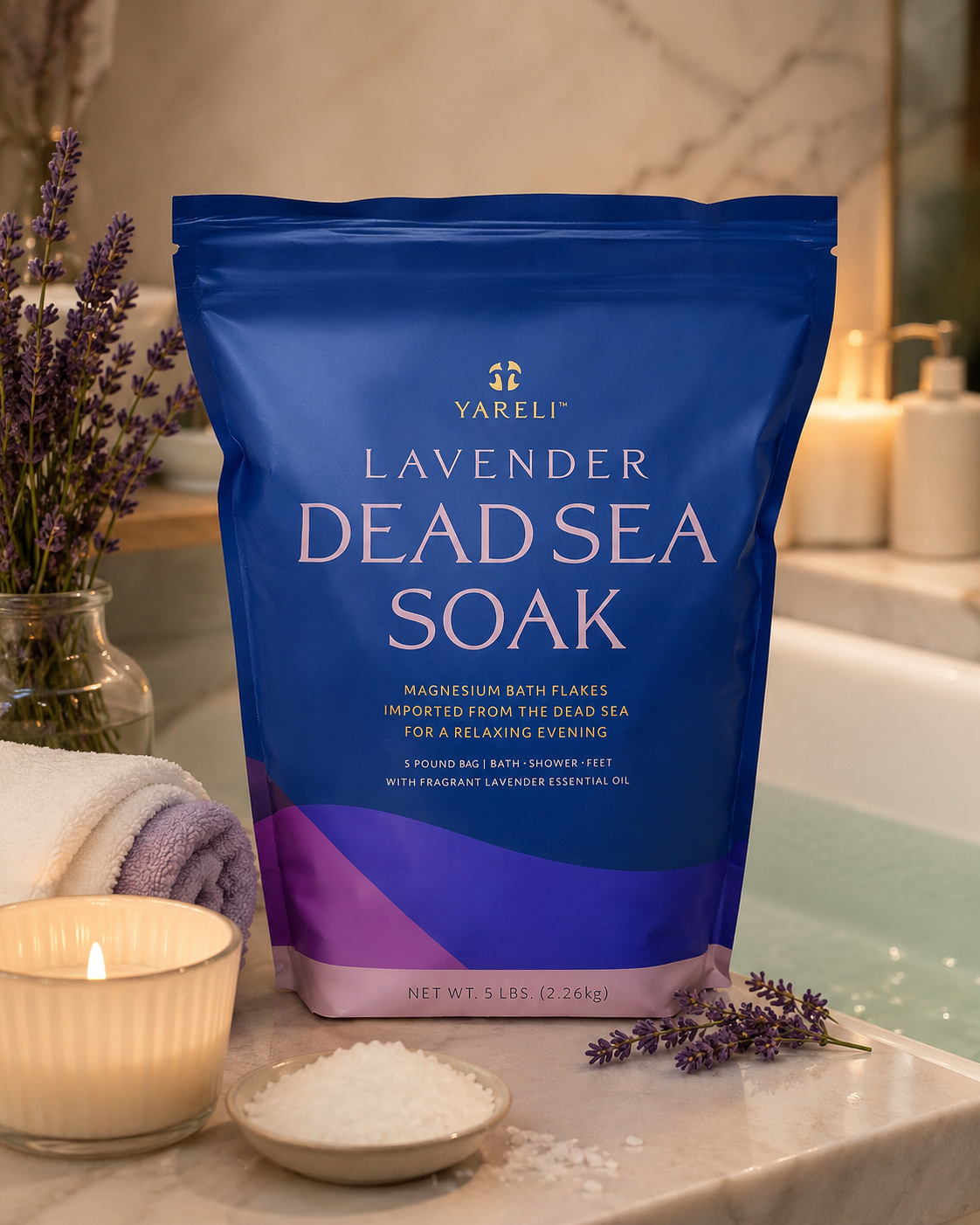Lavender Magnesium Bath Flakes 5lbs | Dead Sea Soak