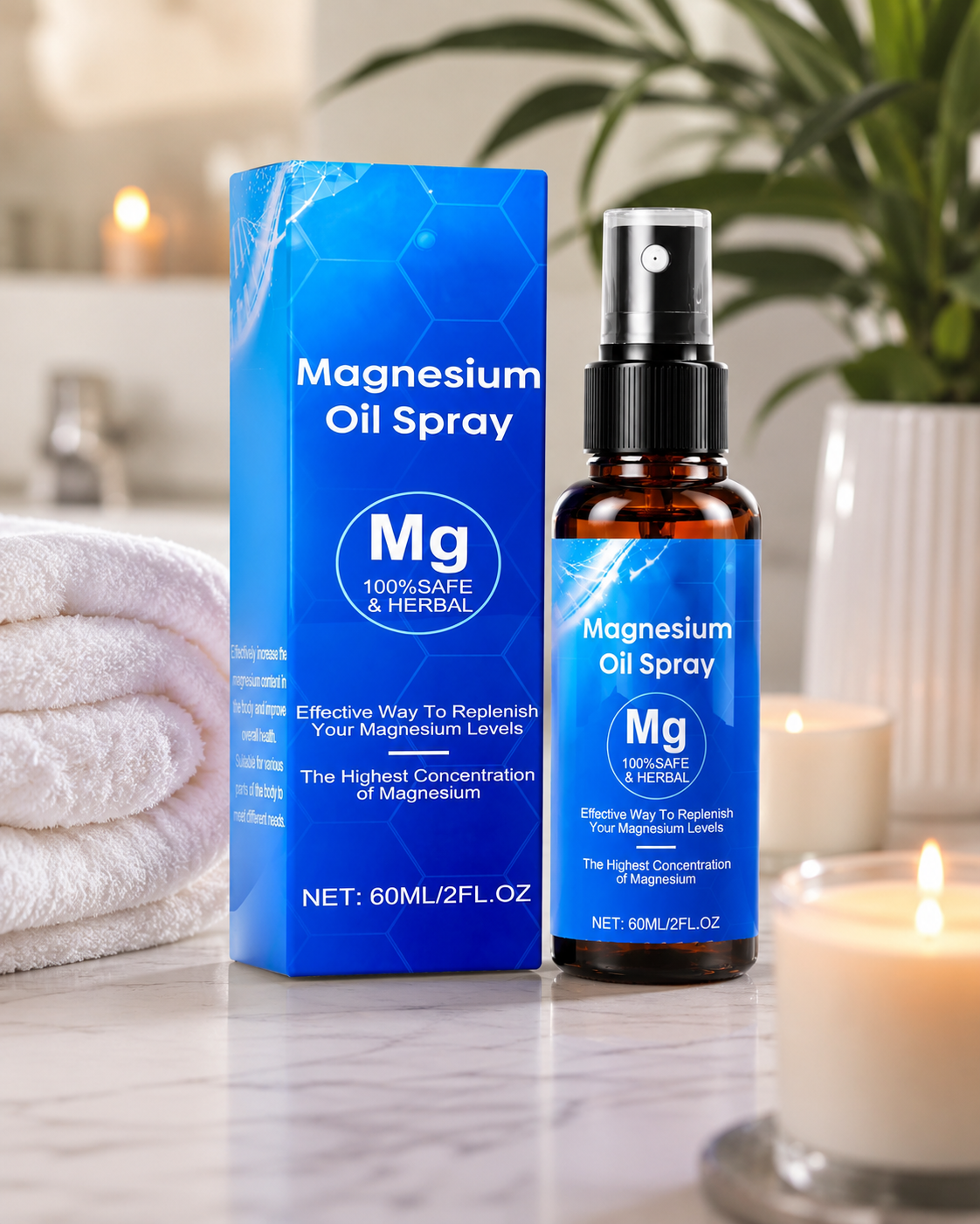 Organic Magnesium Oil Spray | Extra Strength 60ml for Sleep & Muscle Relief